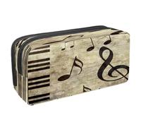 VAPOKF Trousse à crayons avec fermeture éclair pour garçons et filles, fournitures scolaires et de bureau, clés de piano et notes de musique, Note de musique pour clavier de piano, 2.3x8.2x3.9in