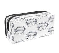 VAPOKF Trousse à crayons avec fermeture éclair pour garçons et filles, fournitures scolaires et de bureau, camion rose avec roses d'amour, Voiture cabriolet vintage avec canettes,