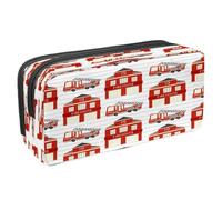 VAPOKF Trousse à crayons avec fermeture éclair pour garçons et filles, fournitures scolaires et de bureau, bus scolaire jaune, Camion de pompiers et caserne, 2.3x8.2x3.9in/6x21x10cm, Trousse à crayons