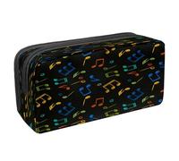 VAPOKF Trousse à crayons avec fermeture éclair pour garçons et filles, fournitures scolaires et de bureau, notes de musique colorées et clés, Notes de musique colorées, 2.3x8.2x3.9in/6x21x10cm