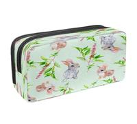 VAPOKF Trousse à crayons avec fermeture éclair pour garçons et filles, fournitures scolaires et de bureau, motif silhouettes de cochon, Little Sping Bunny and Plants, 2.3x8.2x3.9in/6x21x10cm, Trousse