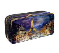 VAPOKF Trousse à crayons avec fermeture éclair pour garçons et filles, fournitures scolaires et de bureau, tour Eiffel de nuit Paris Street, multicolore, 2.3x8.2x3.9in/6x21x10cm, Trousse à crayons