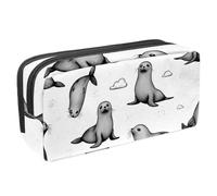 VAPOKF Trousse à crayons avec fermeture éclair pour garçons et filles, fournitures scolaires et de bureau, sceaux d'animaux marins