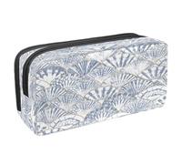 VAPOKF Trousse à crayons avec fermeture éclair pour garçons et filles, fournitures scolaires et de bureau, coquillages, étoile de mer, algues, corail, Vagues japonaises de coquillages, 2.3x8.2x3.9in