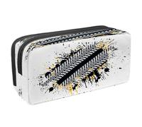 VAPOKF Trousse à crayons avec fermeture éclair pour garçons et filles, fournitures scolaires et de bureau, motif voitures vintage, Fond de piste de pneu anti-éclaboussures, 2.3x8.2x3.9in/6x21x10cm,