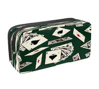 VAPOKF Trousse à crayons avec fermeture éclair pour garçons et filles, fournitures scolaires et de bureau, bulldozer tracteur voitures, Flush of Spades Poker Cards, 2.3x8.2x3.9in/6x21x10cm, Trousse à