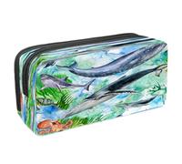 VAPOKF Trousse à crayons avec fermeture éclair pour garçons et filles, fournitures scolaires et de bureau, pieuvre, méduse, hippocampe, crabe, animaux marins, Baleine océanique, pieuvre, tortue,