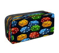 VAPOKF Trousse à crayons avec fermeture éclair pour garçons et filles, fournitures scolaires et de bureau, motif tracteur de dessin animé, Dés de casino colorés, 2.3x8.2x3.9in/6x21x10cm, Trousse à