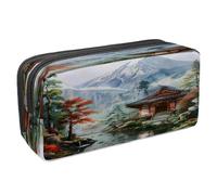 VAPOKF Trousse à crayons avec fermeture éclair pour garçons et filles, fournitures scolaires et de bureau, peinture du temple du mont Fuji, multicolore, 2.3x8.2x3.9in/6x21x10cm, Trousse à crayons