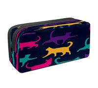 VAPOKF Trousse à crayons avec fermeture éclair pour garçons et filles, fournitures scolaires et de bureau, chats jouant avec une balle, Chat coloré marchant dans l'obscurité, 2.3x8.2x3.9in/6x21x10cm