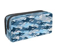 VAPOKF Trousse à crayons avec fermeture éclair pour garçons et filles, fournitures scolaires et de bureau, baleine aquarelle bleue, Prédateur de requin militaire de l'armée, 2.3x8.2x3.9in/6x21x10cm,