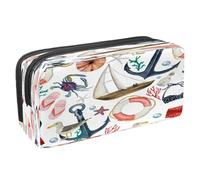 VAPOKF Trousse à crayons avec fermeture éclair pour garçons et filles, fournitures scolaires et de bureau, motif réveil, Anchor Bouée de sauvetage Choucas pour oiseaux, 2.3x8.2x3.9in/6x21x10cm,