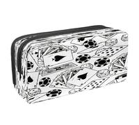 VAPOKF Trousse à crayons avec fermeture éclair pour garçons et filles, fournitures scolaires et de bureau, texture grunge manette de jeu, Spades Jeu de dés pour cartes de poker, 2.3x8.2x3.9in