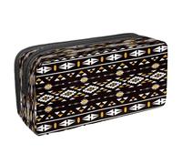 VAPOKF Trousse à crayons avec fermeture éclair pour garçons et filles, fournitures scolaires et de bureau, en forme de chameau de géométrie, Motif géométrique ethnique Atzec, 2.3x8.2x3.9in/6x21x10cm,