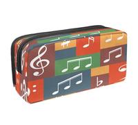 VAPOKF Trousse à crayons avec fermeture éclair pour garçons et filles, fournitures scolaires et de bureau, clés de piano et notes de musique, Notes de musique sur grille colorée, 2.3x8.2x3.9in