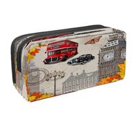 VAPOKF Trousse à crayons avec fermeture éclair pour garçons et filles, fournitures scolaires et de bureau, bisous Paris Tour Eiffel, Poster londonien avec bus rouge Big Ben, 2.3x8.2x3.9in/6x21x10cm,