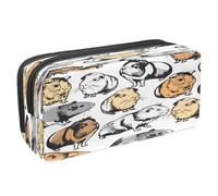 VAPOKF Trousse à crayons avec fermeture éclair pour garçons et filles, fournitures scolaires et de bureau, Happy Chinese New Year of Pig, Cochons d'Inde dessinés à la main, 2.3x8.2x3.9in/6x21x10cm,