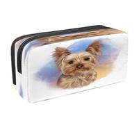 VAPOKF Trousse à crayons avec fermeture éclair pour garçons et filles, fournitures scolaires et de bureau, aquarelle vache pâturant sur l'herbe, Aquarelle Yorkshire Terrier, 2.3x8.2x3.9in/6x21x10cm,