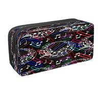 VAPOKF Trousse à crayons avec fermeture éclair pour garçons et filles, fournitures scolaires et de bureau, clés de piano et notes de musique, Cercles de notes musicales, 2.3x8.2x3.9in/6x21x10cm