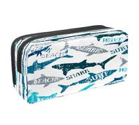 VAPOKF Trousse à crayons avec fermeture éclair pour garçons et filles, fournitures scolaires et de bureau, pingouin d'hiver mignon, Requin marteau et requins, 2.3x8.2x3.9in/6x21x10cm, Trousse à