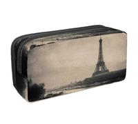 VAPOKF Trousse à crayons avec fermeture éclair pour garçons et filles, fournitures scolaires et de bureau, vue sur la ville du vieux Paris Tour Eiffel Seine