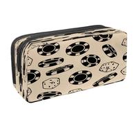 VAPOKF Trousse à crayons avec fermeture éclair pour garçons et filles, fournitures scolaires et de bureau, motif tracteur de dessin animé, Jetons et dés de casino, 2.3x8.2x3.9in/6x21x10cm, Trousse à