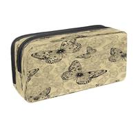 VAPOKF Trousse à crayons avec fermeture éclair pour garçons et filles, fournitures scolaires et de bureau, ornement hippie mandala fleur, Papillon sur fond cachemire, 2.3x8.2x3.9in/6x21x10cm, Trousse