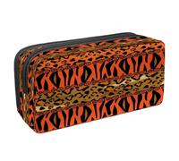 VAPOKF Trousse à crayons avec fermeture éclair pour garçons et filles, fournitures scolaires et de bureau, en forme de chameau de géométrie, Motif guépard et peau de tigre, 2.3x8.2x3.9in/6x21x10cm,