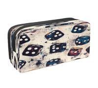 VAPOKF Trousse à crayons avec fermeture éclair pour garçons et filles, fournitures scolaires et de bureau, dés de casino grunge, multicolore, 2.3x8.2x3.9in/6x21x10cm, Trousse à crayons