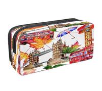 VAPOKF Trousse à crayons avec fermeture éclair pour garçons et filles, fournitures scolaires et de bureau, bisous Paris Tour Eiffel, London Red Bus Feuilles d'érable, 2.3x8.2x3.9in/6x21x10cm, Trousse