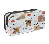 VAPOKF Trousse à crayons avec fermeture éclair pour garçons et filles, fournitures scolaires et de bureau, aquarelle vache pâturant sur l'herbe, Chiens Yorkshire Terrier, 2.3x8.2x3.9in/6x21x10cm,