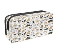 VAPOKF Trousse à crayons avec fermeture éclair pour garçons et filles, fournitures scolaires et de bureau, portrait de chiot blanc maltais, I Love Dogs and Bones, 2.3x8.2x3.9in/6x21x10cm, Trousse à