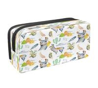 VAPOKF Trousse à crayons avec fermeture éclair pour garçons et filles, fournitures scolaires et de bureau, Happy Chinese New Year of Pig, Aquarelle Lama Alpaga et Cactus, 2.3x8.2x3.9in/6x21x10cm,