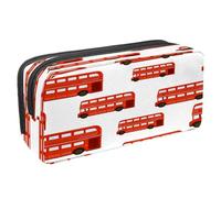VAPOKF Trousse à crayons avec fermeture éclair pour garçons et filles, fournitures scolaires et de bureau, machines de mélangeur de béton, Double Ducker London Red Bus, 2.3x8.2x3.9in/6x21x10cm,