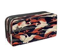 VAPOKF Trousse à crayons avec fermeture éclair pour garçons et filles, fournitures scolaires et de bureau, vagues de grue japonaise, multicolore, 2.3x8.2x3.9in/6x21x10cm, Trousse à crayons