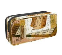 VAPOKF Trousse à crayons avec fermeture éclair pour garçons et filles, fournitures scolaires et de bureau, aquarelle étoile de mer et coquillages, Pages de recettes vintage, 2.3x8.2x3.9in/6x21x10cm,