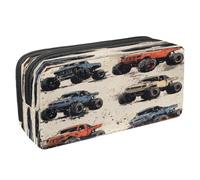 VAPOKF Trousse à crayons avec fermeture éclair pour garçons et filles, fournitures scolaires et de bureau, camions monstres grunge, multicolore, 2.3x8.2x3.9in/6x21x10cm, Trousse à crayons