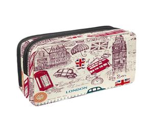 VAPOKF Trousse à crayons avec fermeture éclair pour garçons et filles, fournitures scolaires et de bureau, tour de Paris rétro et fleuve Seine, Carte postale britannique Londres,