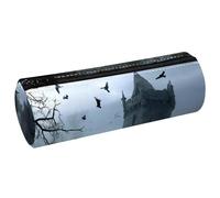 VAPOKF Trousse à crayons avec imprimé château d'abandon - Trousse à crayons en cuir synthétique - Trousse de maquillage pour femmes, filles, garçons, enfants, fournitures scolaires et de bureau