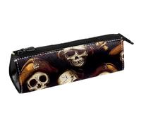 VAPOKF Trousse à crayons avec motif crânes et os de pirates - Pochette compacte à fermeture éclair