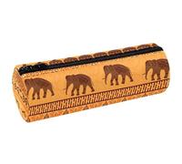 VAPOKF Trousse à crayons avec motif d'animaux africains tribaux, trousse à crayons en cuir synthétique pour étudiants, papeterie, trousse de maquillage pour femmes, filles, garçons, enfants