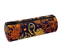 VAPOKF Trousse à crayons citrouille d'Halloween en similicuir avec chapeau de sorcière, trousse de maquillage pour femmes, filles, garçons, enfants, fournitures scolaires et de bureau, multicolore