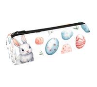 VAPOKF Trousse à crayons colorée avec œufs de Pâques et lapins - Pour ranger des stylos, des pièces de monnaie, des cosmétiques, des articles de papeterie, l'école, le bureau