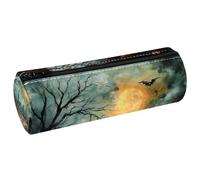 VAPOKF Trousse à crayons d'Halloween avec imprimé citrouille tombe, trousse à crayons en cuir synthétique pour étudiants, papeterie, trousse de maquillage pour femmes, filles, garçons, enfants