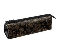 VAPOKF Trousse à crayons dorée avec flocons de neige de Noël - Pochette compacte à fermeture éclair, multicolore, 5.5 ×6 ×20CM/2.2x2.4x7.9 in, Organiseur de sac