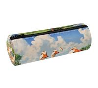 VAPOKF Trousse à crayons en cuir aquarelle Lotus Pond Canards Sac à crayons Porte-monnaie Cosmétique Trousse de maquillage pour étudiants Papeterie École Bureau Rangement