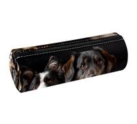 VAPOKF Trousse à crayons en cuir avec motif chien, chat, amis - Pour ranger des stylos, des pièces de monnaie, des cosmétiques, des articles de papeterie, l'école, le bureau