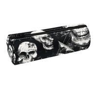 VAPOKF Trousse à crayons en cuir avec motif crânes de pirates, bateau à voile, porte-monnaie, trousse de maquillage pour étudiants, papeterie, école, bureau