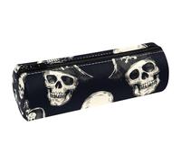 VAPOKF Trousse à crayons en cuir avec motif crânes pirates pour ranger des stylos, des pièces de monnaie, des cosmétiques, des articles de papeterie, l'école, le bureau