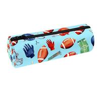 VAPOKF Trousse à crayons en cuir avec motif de ballons de football américains, gants de champ, porte-monnaie, maquillage, pour étudiants, papeterie, école, bureau